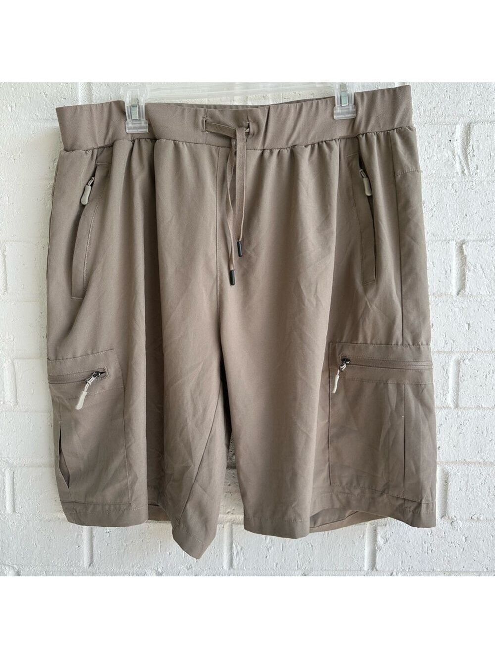 Ksmien Womens Hiking Cargo Biker shorts Khaki Lightweight Zipper Pockets 2XL